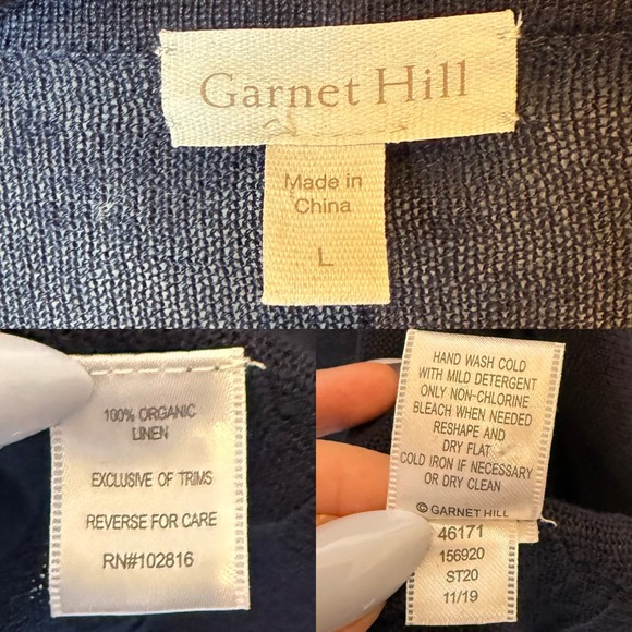 Garnet Hill Easy Linen Drape Front Cardigan size Large Navy